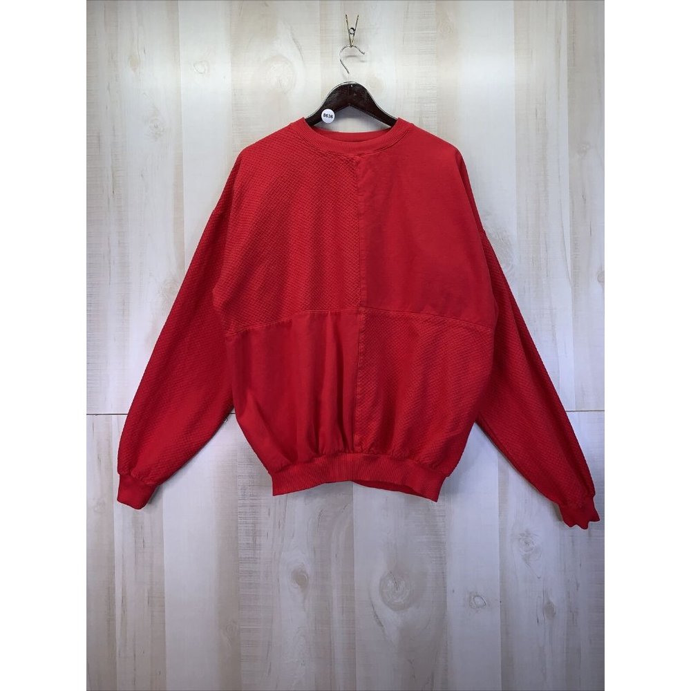 Vintage 1990s Wek the World Mens Textured Red Sweatshirt-8636